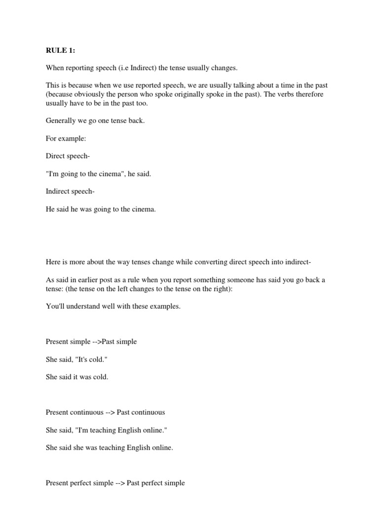 Rules Of Narration Pdf Grammatical Tense Syntactic Relationships