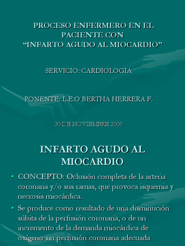 Cuidados de Enfermería en Infarto Agudo | PDF | Infarto de miocardio ...