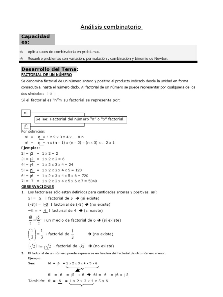 Combinatoria y Factoriales: Ejemplos y Aplicaciones | PDF