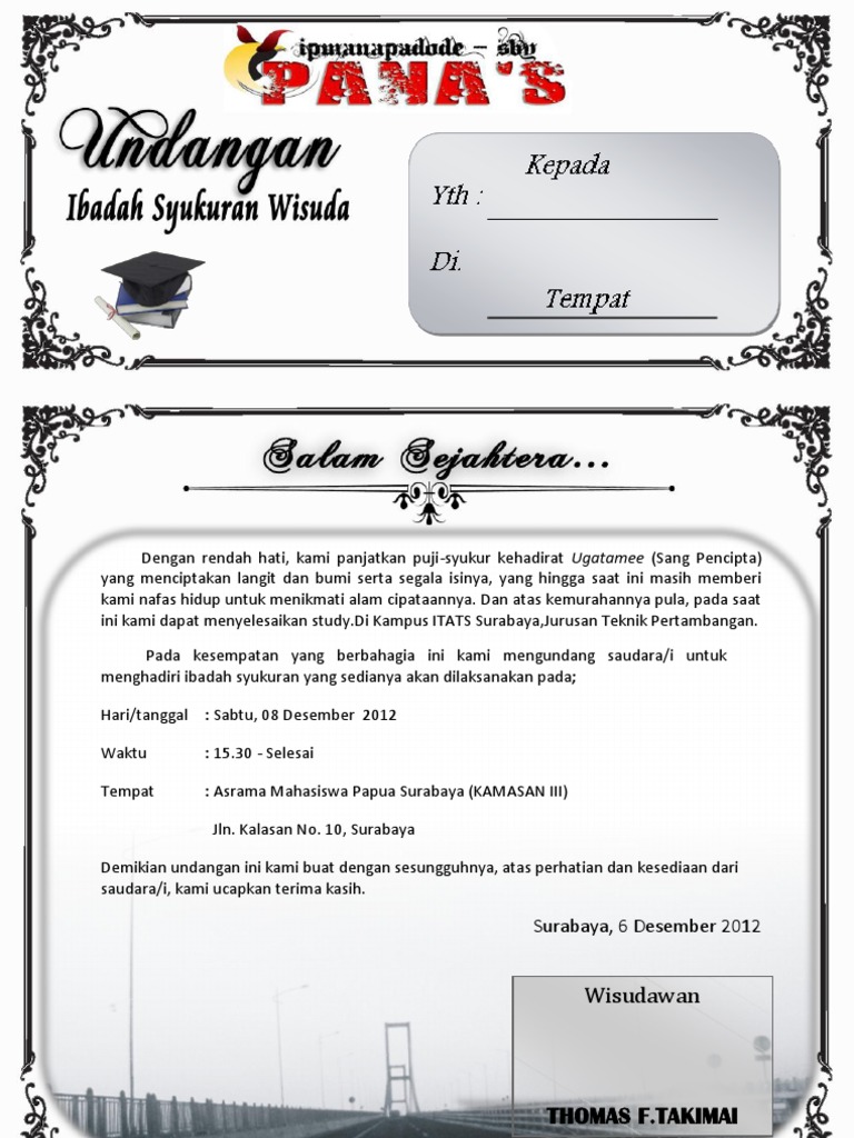 103+ Contoh Format Undangan Wisudah Gratis