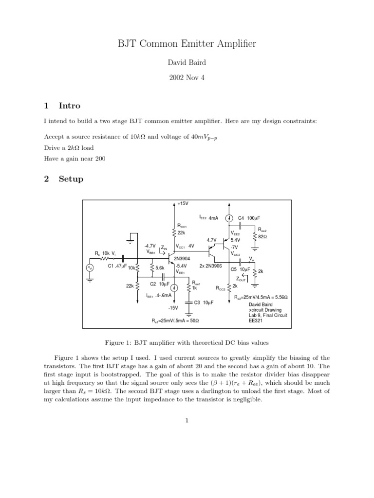 Common Emitter Amplifier | Download Free PDF | Amplifier | Analog Circuits