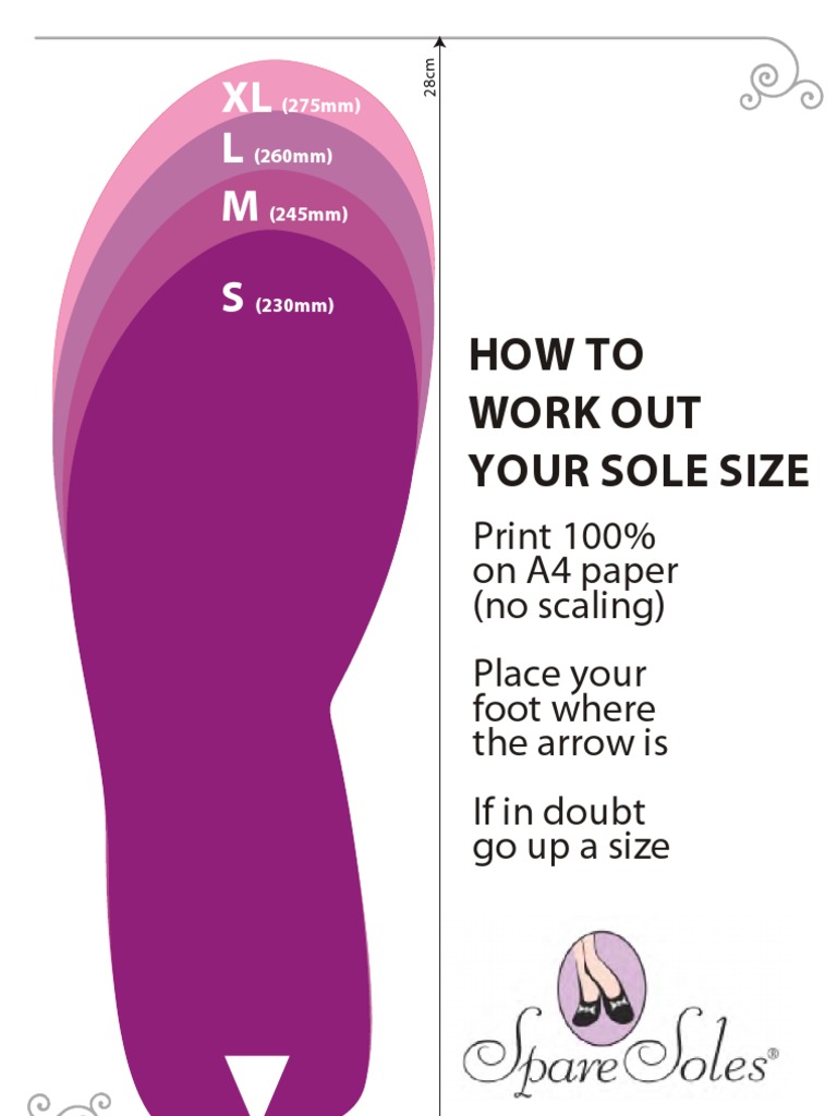 M L XL How To Work Out Your Sole Size PDF