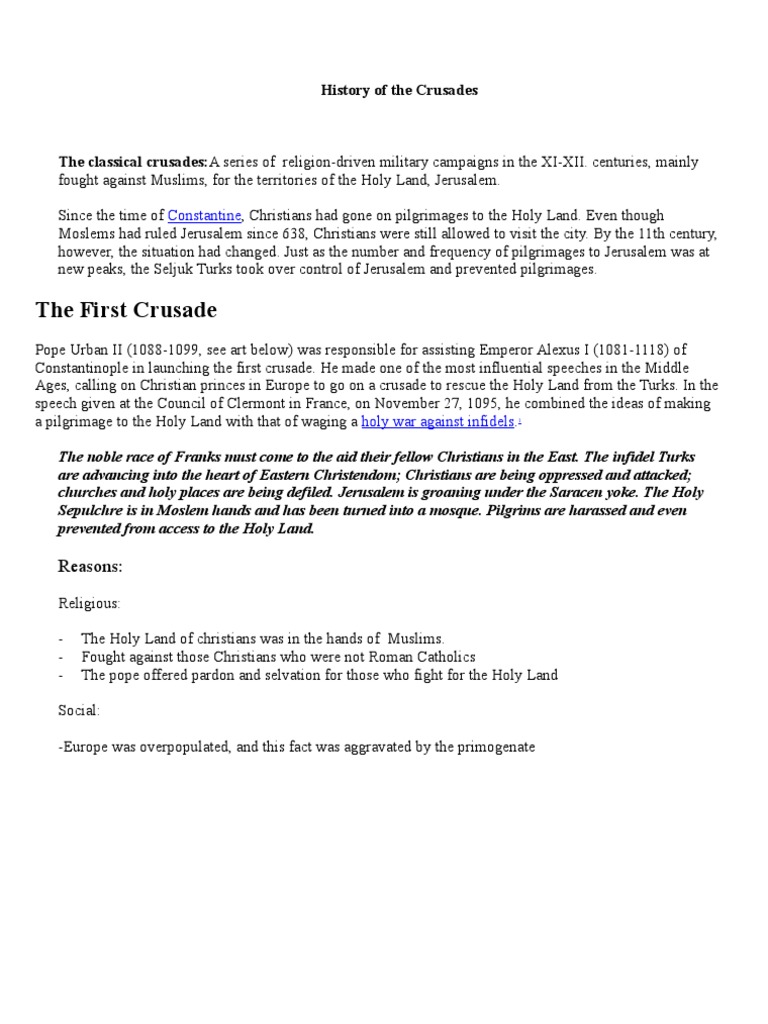 Crusades: Holy Wars for Jerusalem | PDF