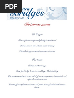 Christmas menu