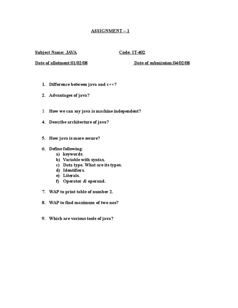 Java Assignment Questions and Tasks | PDF