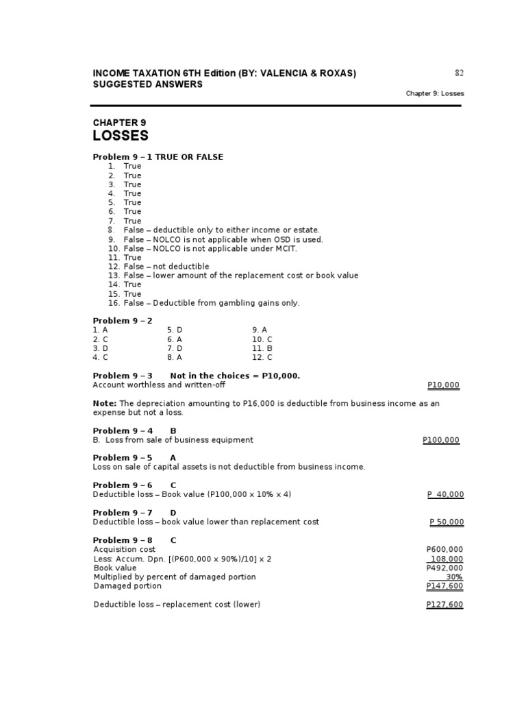 Income Taxation Valencia Roxas Answer Key 6Th Edition Chapter 4