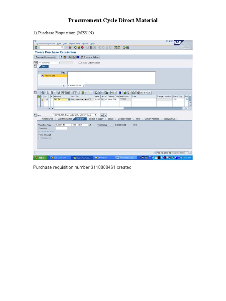 Direct Material Procurement Cycle Steps | PDF