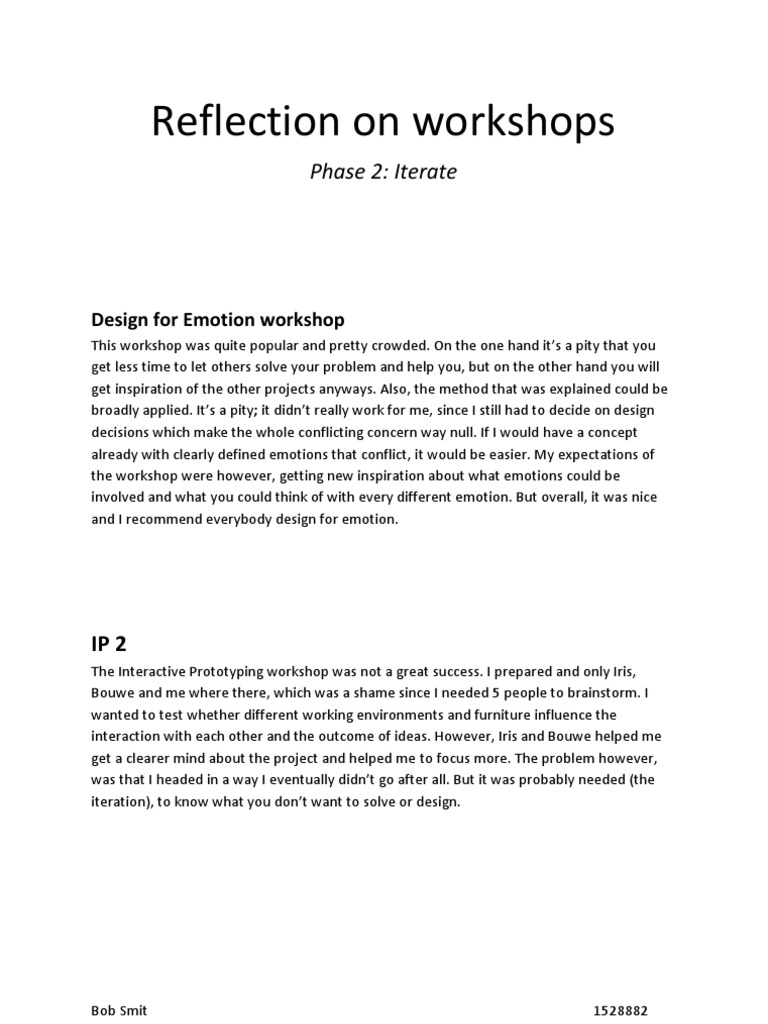 Workshop Reflections: Design Insights | PDF