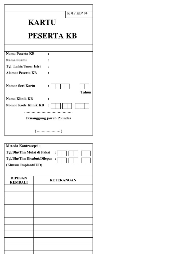 Kartu KB | PDF
