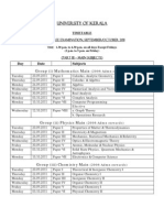 Kerala University B.Sc. Exam Timetable 2011
