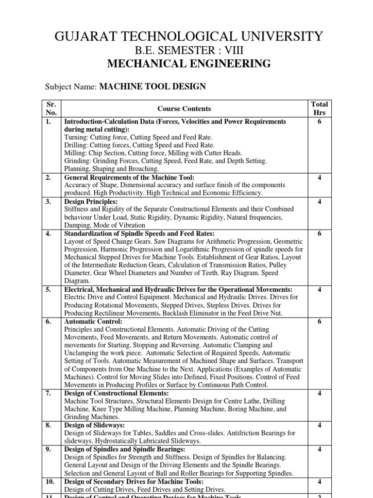 Machine Tool Design Machines