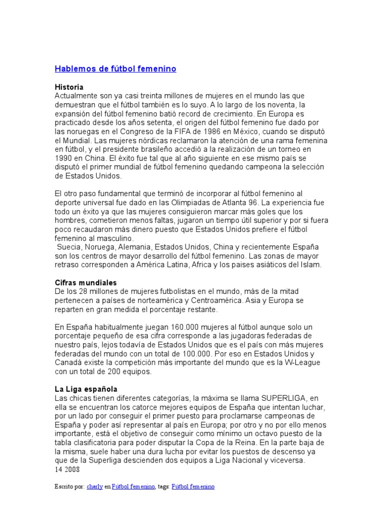 Historia del fútbol femenino en Europa | PDF | Asociación de Futbol ...