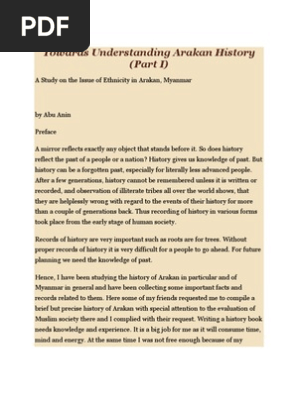 Towards Understanding Arakan History Abu Anan Rohingya People Myanmar