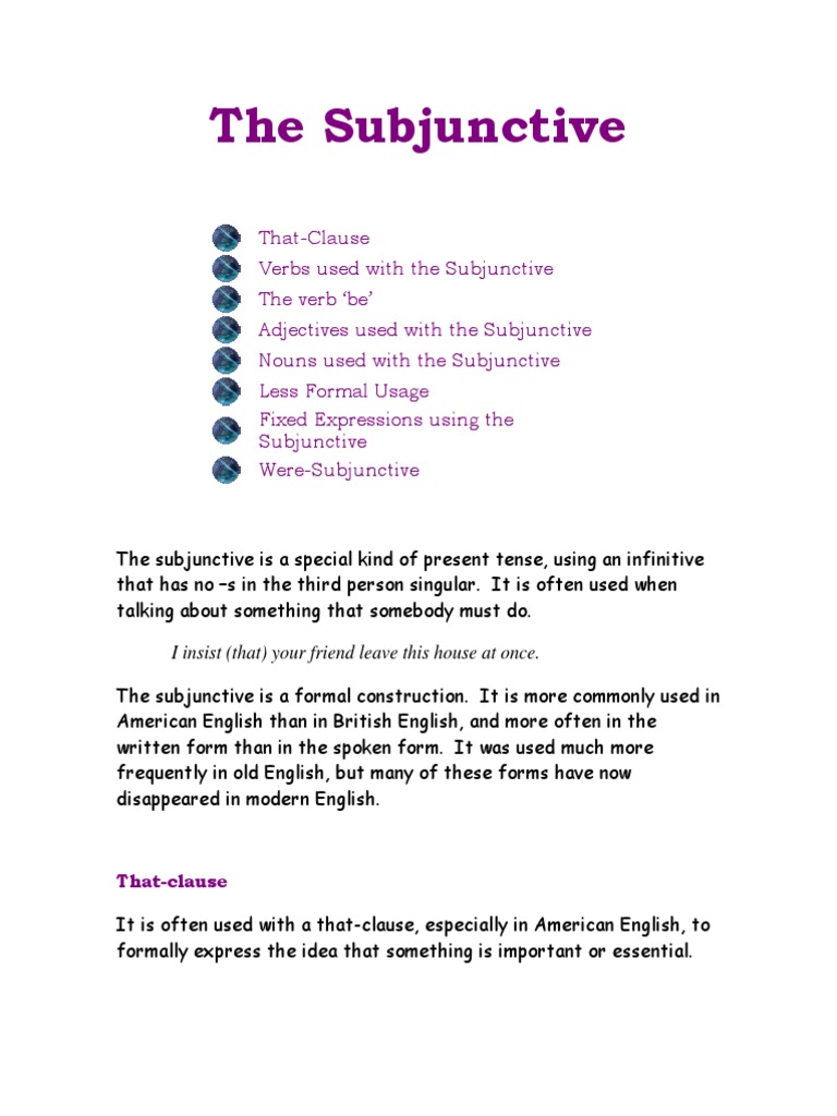 The Subjunctive | PDF | Language Arts & Discipline