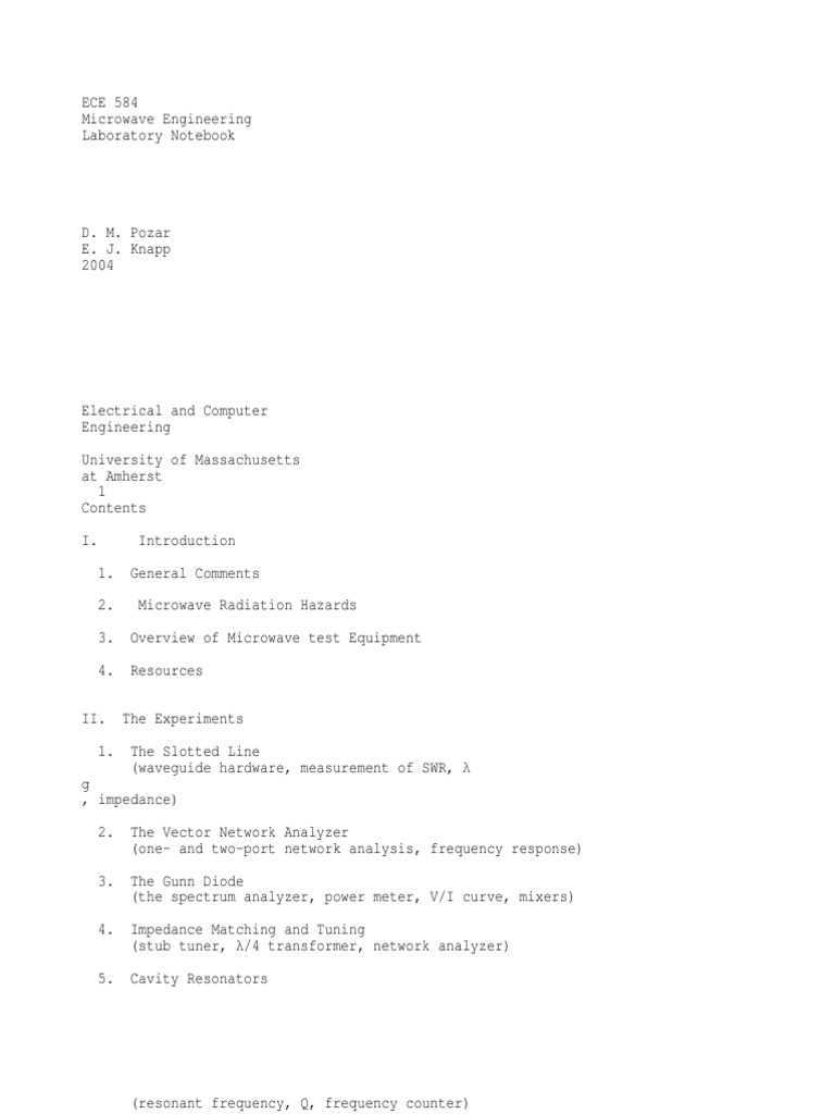 Microwave Lab Manual PDF Microwave Waves