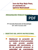 Alimentación enteral agresiva prematuros muy bajo peso