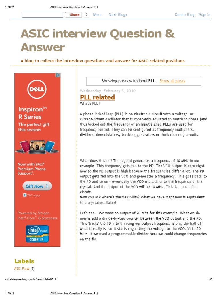 Asic Interview Question Answer Pll Pdf Analog Circuits Electronic Engineering