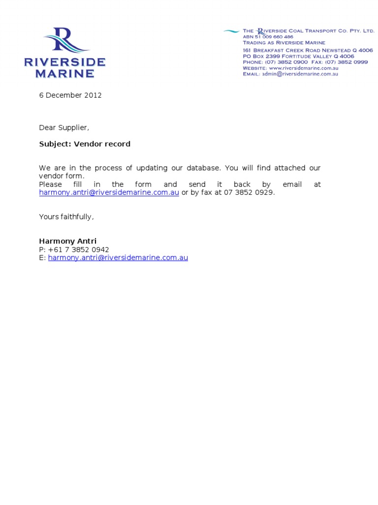 Vendor Record Update Request | PDF