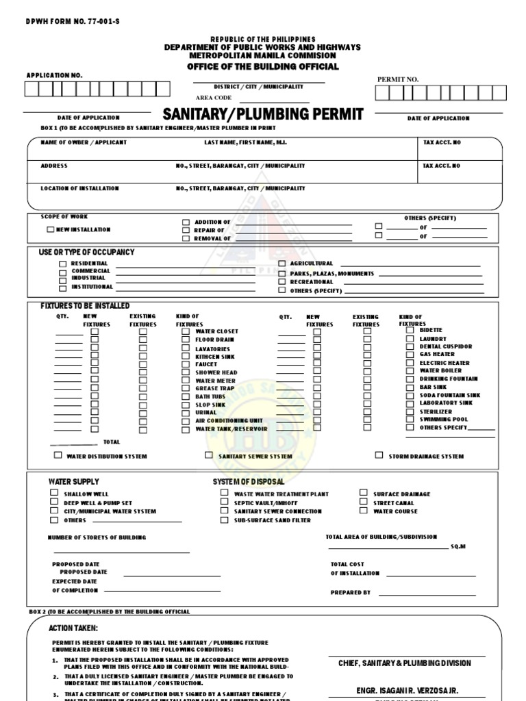 Sanitary Plumbing Permit PDF Plumbing Water And The Environment