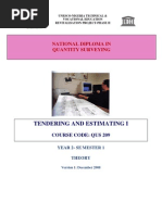 Download QUS 209 Tendering  Estimating I by erickyfm SN115853796 doc pdf