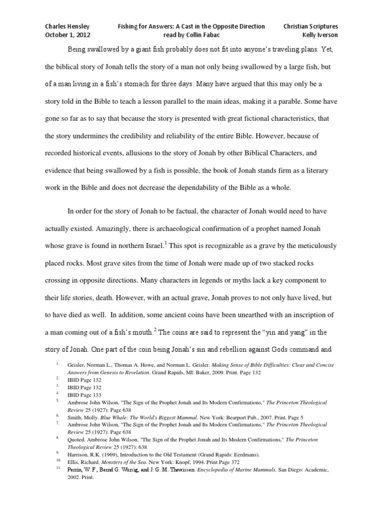 Scriptures Essay EDITED Jonah Bible