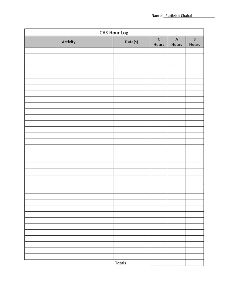 CAS Hour Log for Parikshit Chahal | PDF | Computers