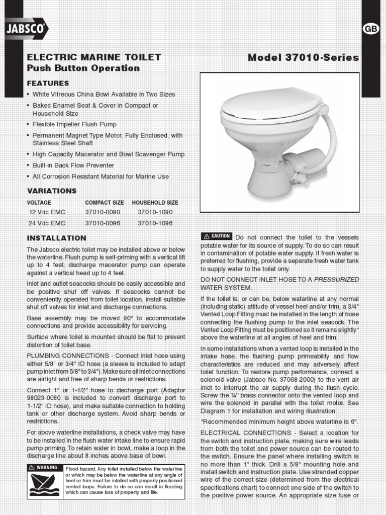 Jabsco 37010 Marine Toilet | PDF | Pump | Toilet
