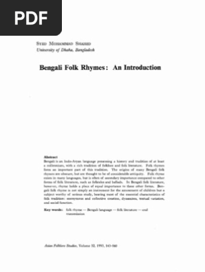 Bengali Folk Rhymes Bengal Folklore