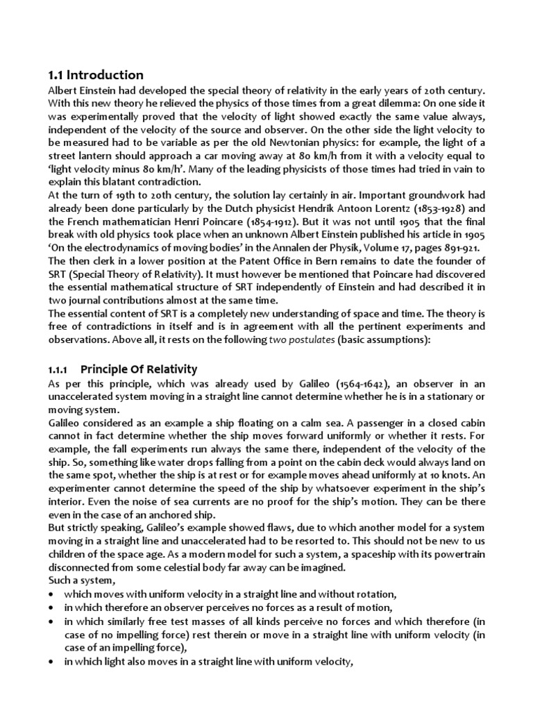 1.1.1 Principle of Relativity | PDF | Special Relativity | Speed Of Light
