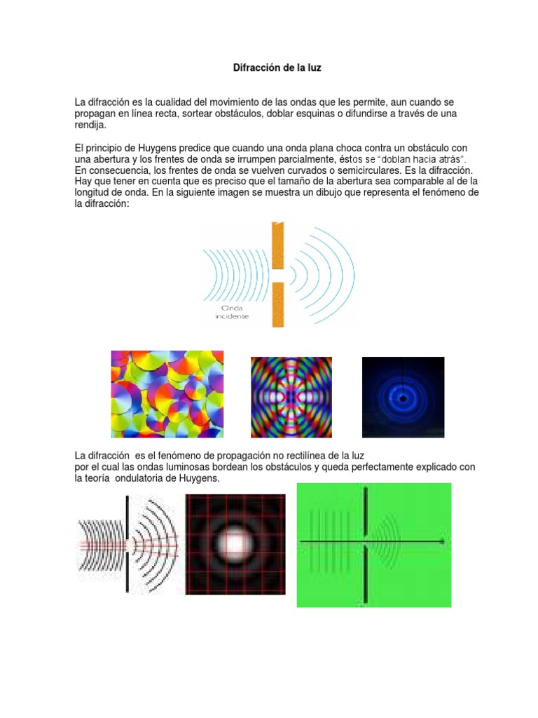 Difracción de la luz: conceptos y ejemplos | PDF | Difracción | Ligero