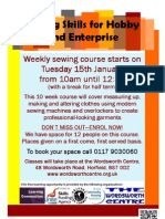 FREE Sewing Classes at The Wordsworth Centre, Starting Tuesday 15th January For Ten Week.