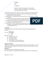 Determination of Coefficient of Discharge of A Venturi Meter