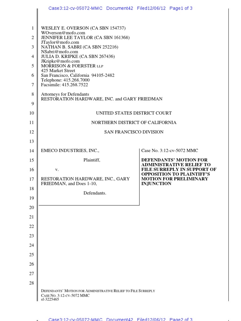 42 Motion For Leave To File SurReply PDF Trade Dress Brief (Law)