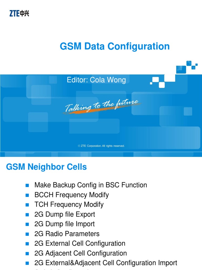 ZTE EMS GSM Data Configuration V1.0 | PDF | Backup | Radio