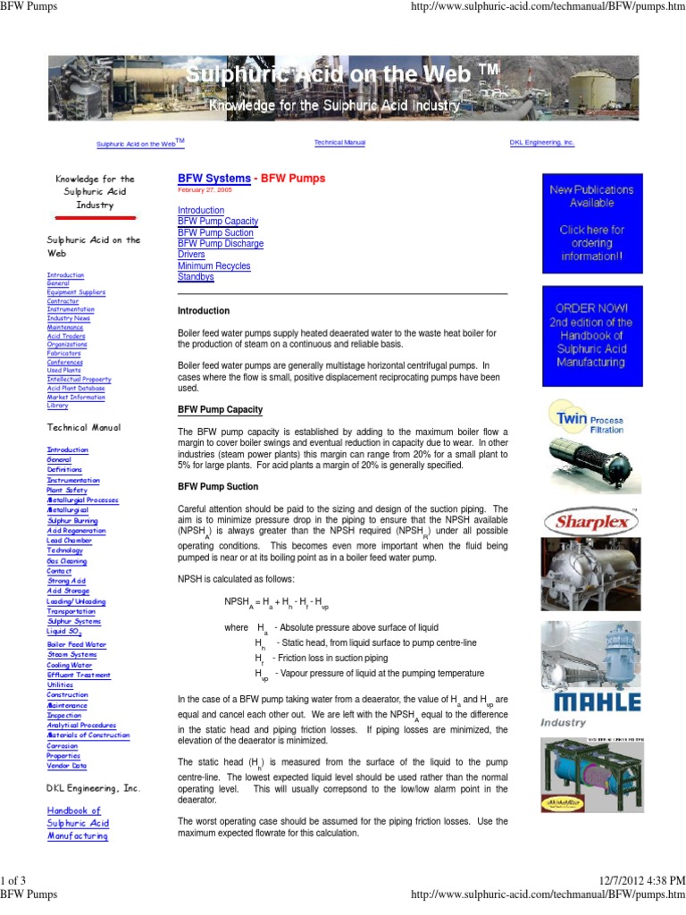 BFW Pumps | PDF | Pump | Valve