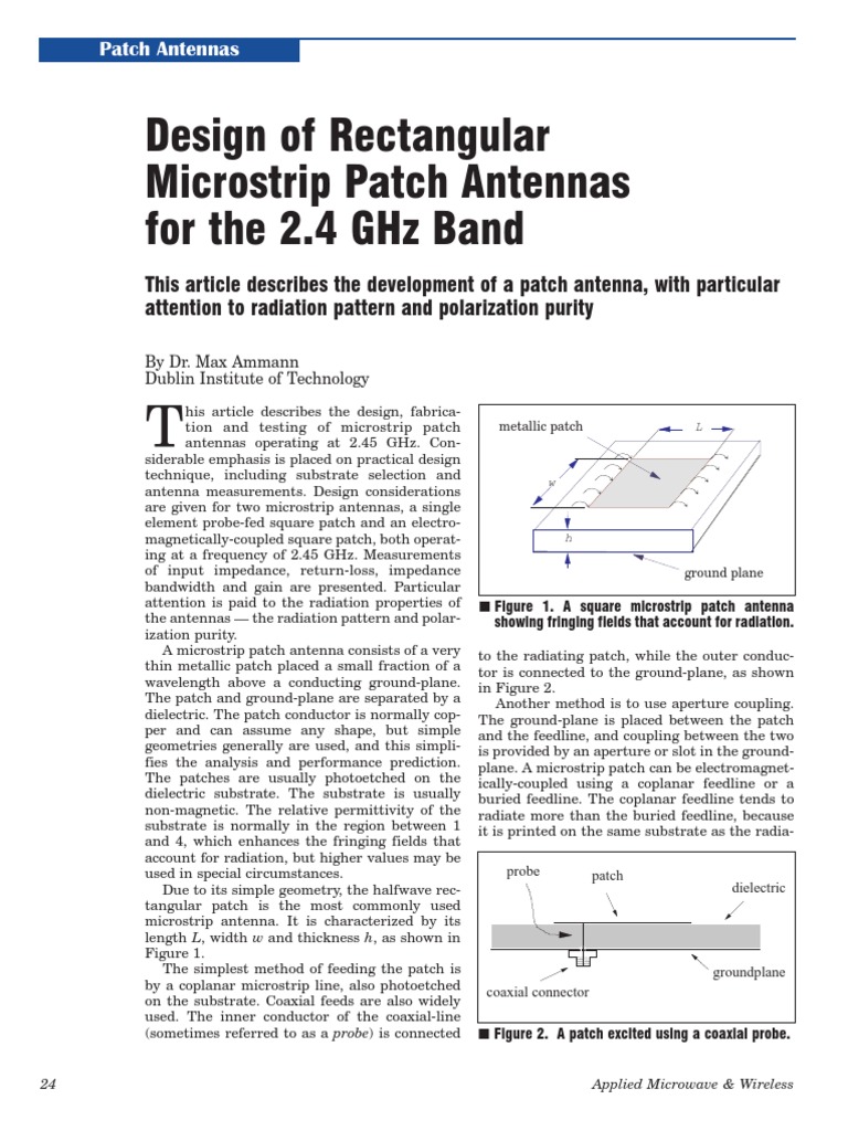2.4 GHz Rectangular Patch Antenna Design | PDF | Antenna (Radio) | Wireless