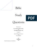 Bible Study Questions - Jehovah's Witness - WRKBK