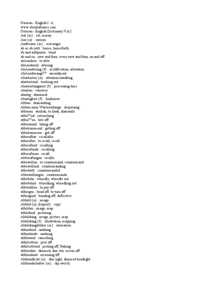 German English Dictionary I A.txt 0, PDF, Nature