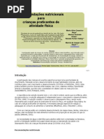 Recomendações nutricionais para crianças praticantes de atividade fisica
