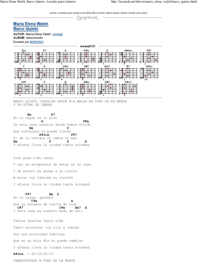 Barco Quieto Acordes Para Guitarra