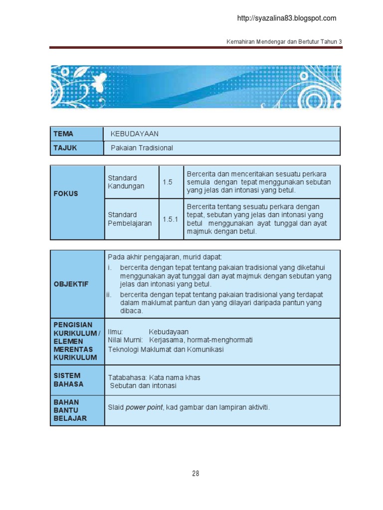 RPH Bahasa Malaysia Tahun 3 KSSR