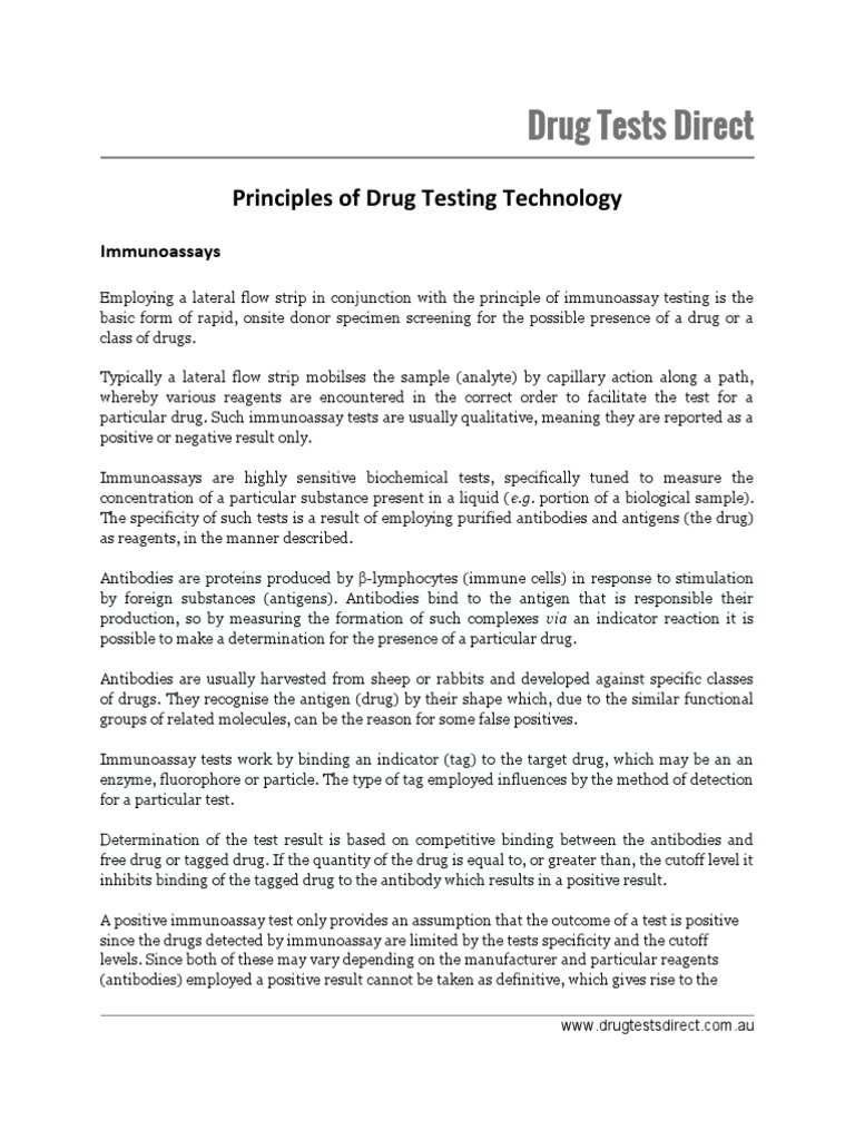 Principles of Drug Testing Technology PDF Immunoassay Gas ChromatographyMass Spectrometry