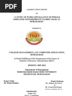 A Study of Work Life Balance of Female Employee With Refrence To HDFC Bank at Moradabad