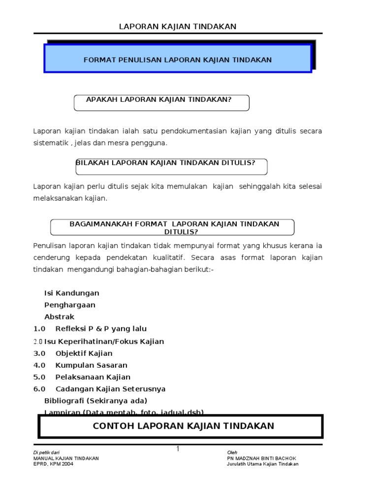 Contoh Laporan Kajian Tindakan Pdf