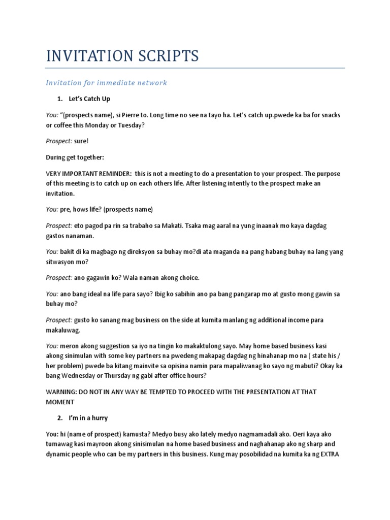 Invitation Scripts | PDF