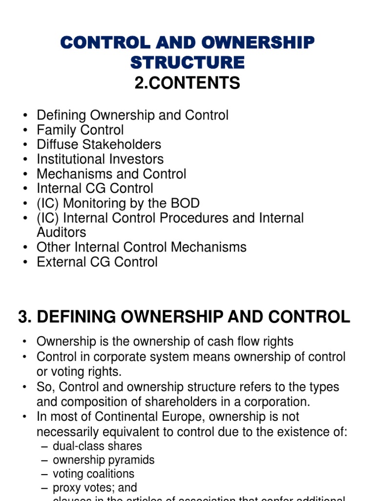 Control and Ownership Structure PDF Corporate Governance Internal Audit