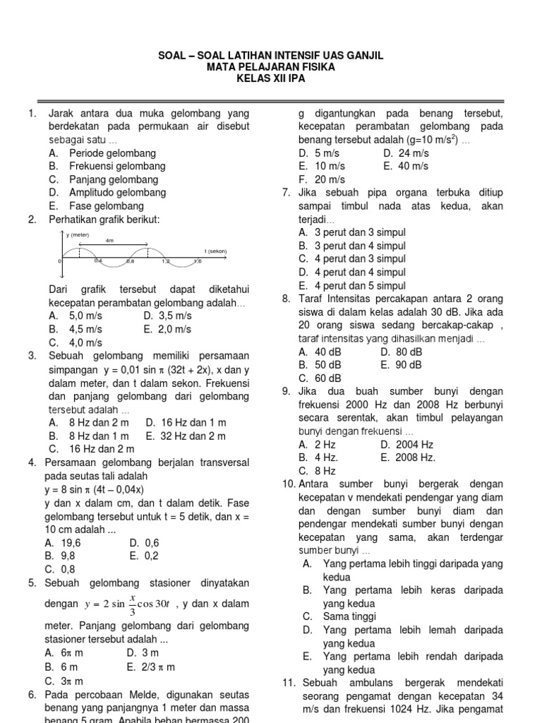 Soal Fisika Kelas Xii