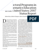 Doctoral Programs in Mathematics Education in The United States: 2007 Status Report
