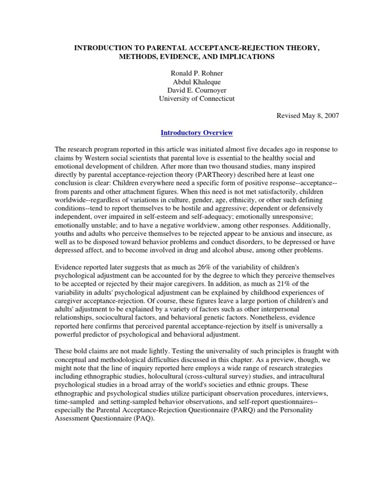 Understanding Parental Acceptance Theory | PDF | Attachment Theory ...