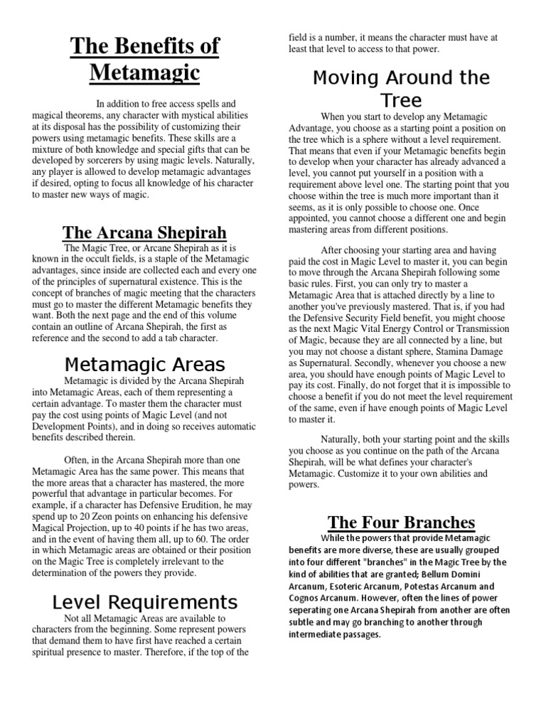 Mastering Metamagic Benefits in Magic | PDF | Magic (Paranormal ...